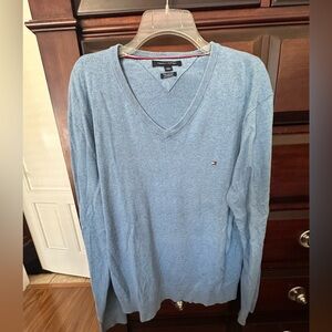 Tommy Hilfiger Men's XXL V-Neck Sweater Pima Cotton Cashmere Blue Gray